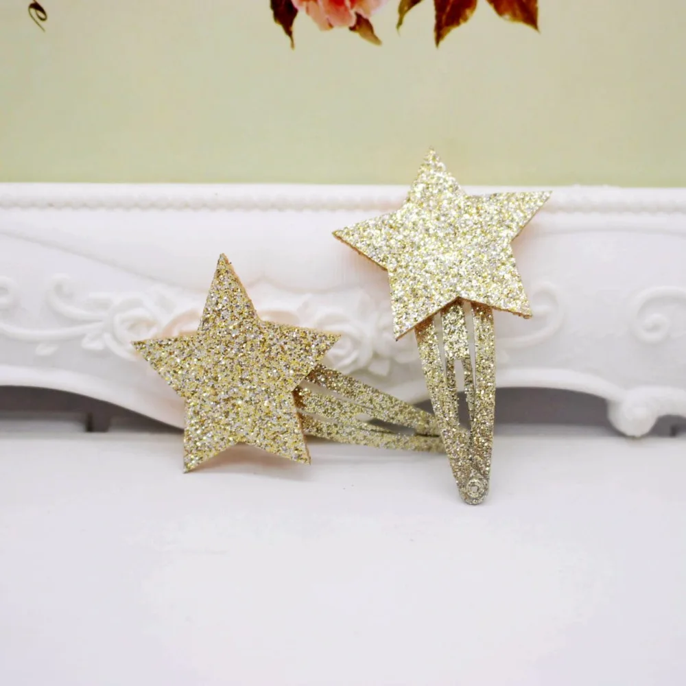 2018 модные блестки с пятиконечными звездами заколки для волос Металлические
