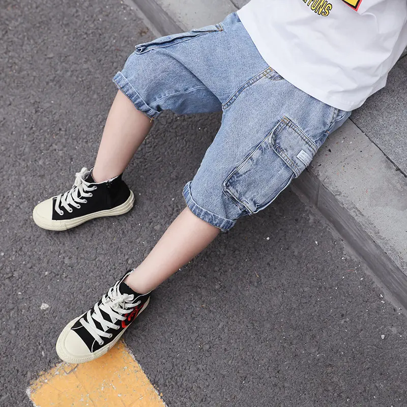 Короткие джинсы для мальчиков летние детские повседневные джинсовые короткие