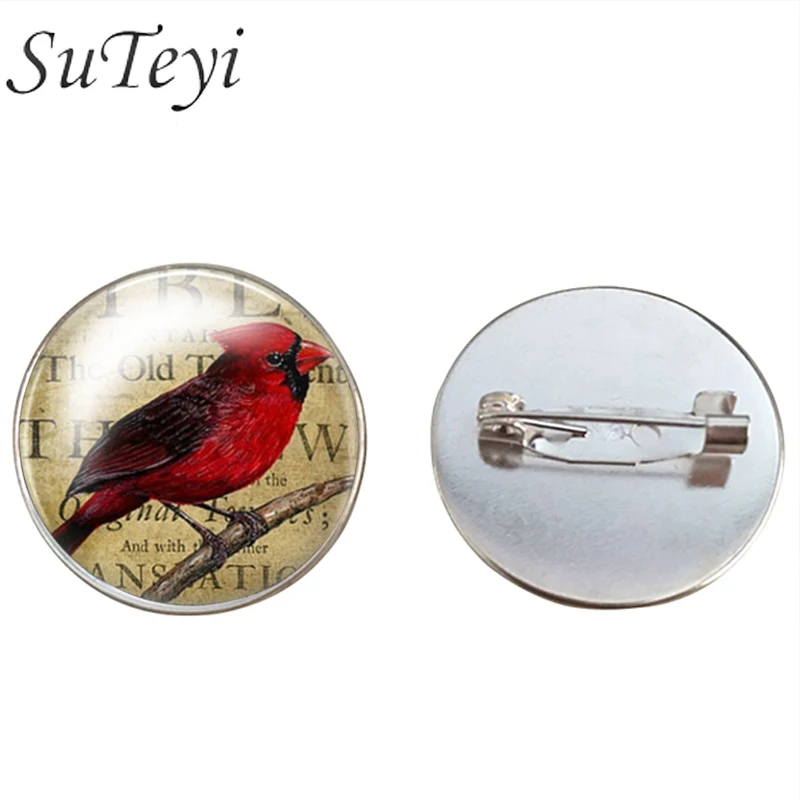 Прямая поставка винтажная бижутерия стеклянная кабошон брошь ворон булавки