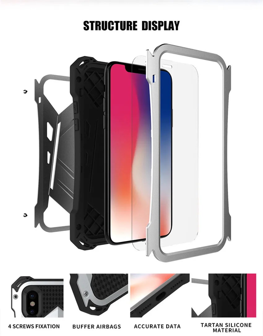 Водонепроницаемый ударопрочный чехол IP54 для iPhone X, 7 Plus, Защитный металлический чехол Doom для iPhone 7, чехол R-just для iPhone 8 Plus