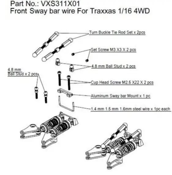 Горячие гонки Traxxas 1/16 Rally Slash передние и задние поперечной устойчивости комплект