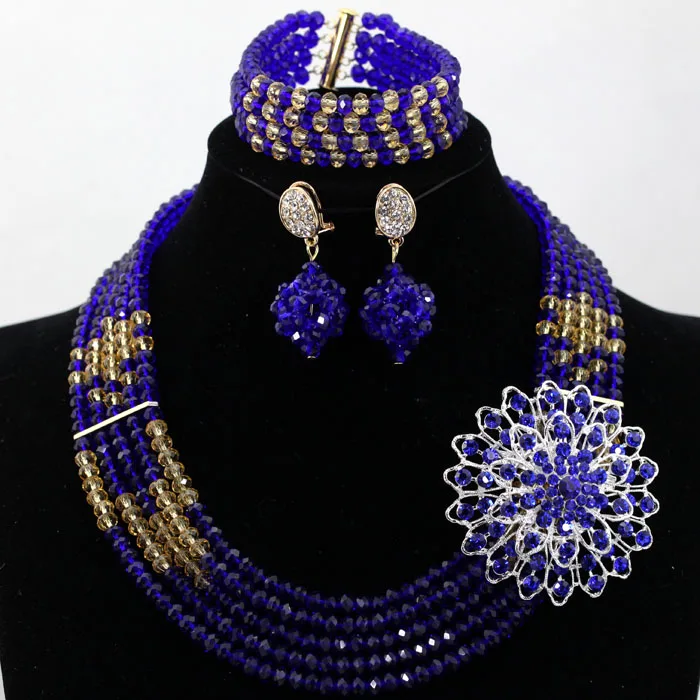 Новый Бронзовый и Королевский синий набор ювелирных изделий из бисера в