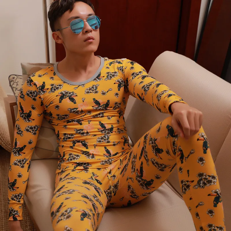 Комплект подштанников из чистого хлопка с длинным рукавом теплый мужской