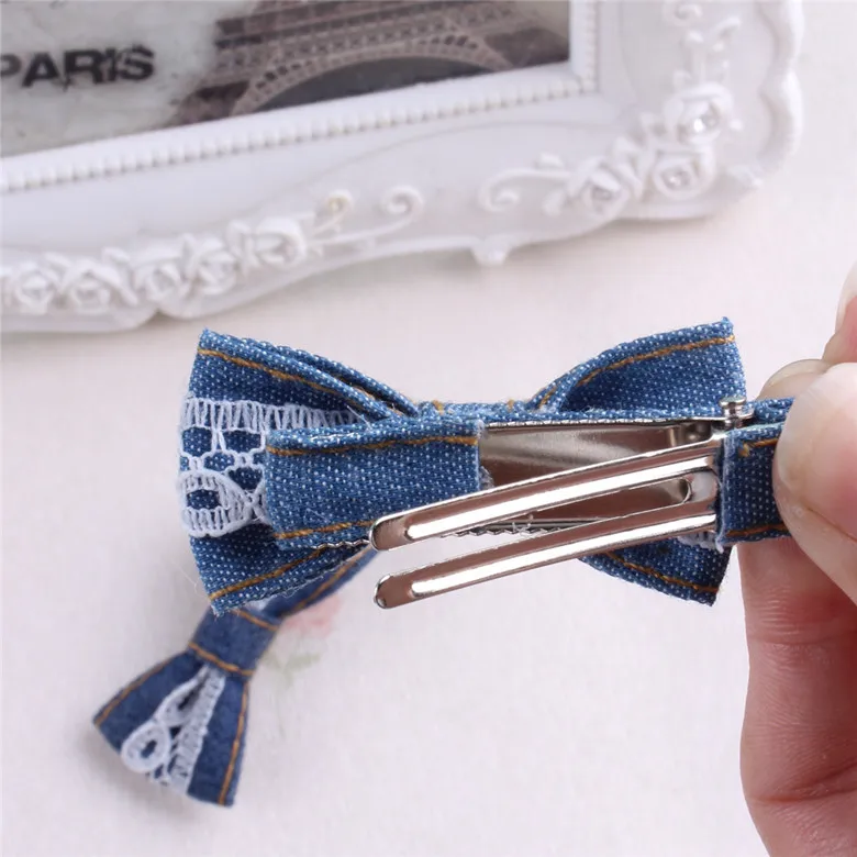 Джинсовый бант в бразильском стиле детская заколка для волос с бантом модные