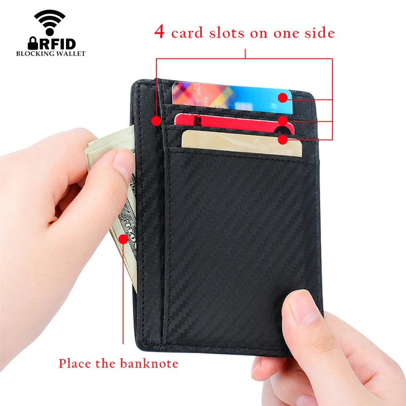 KEEBREAK Анти RFID мужской кошелек кожаный держатель для карт мужские тонкие кошельки черный маленький короткий кошелек бумажник, кошелек vallet