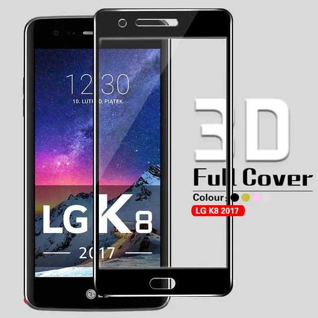 Новый стиль 3D Изогнутая защитная пленка из закаленного стекла для LG K8 2017 M200N полного покрытия US215 защитная пленка на экран.