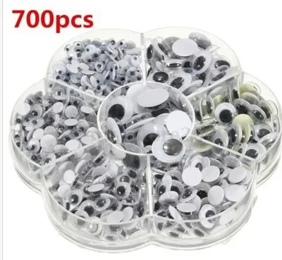 

Universal 700Pcs 4/5/6/7/8/10/12mm Total Mixed Googly Eyes Self-adhesive DIY Scrapbooking for Teddy Bear Stuffed Toy Doll Parts