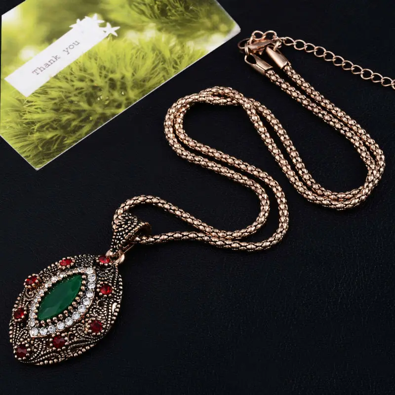

Turkish African Ethnic Jewelry Femme Eye Crystal Resin Retro Gold-Color Choker Necklace Pendant Chain Link Collier Bijoux