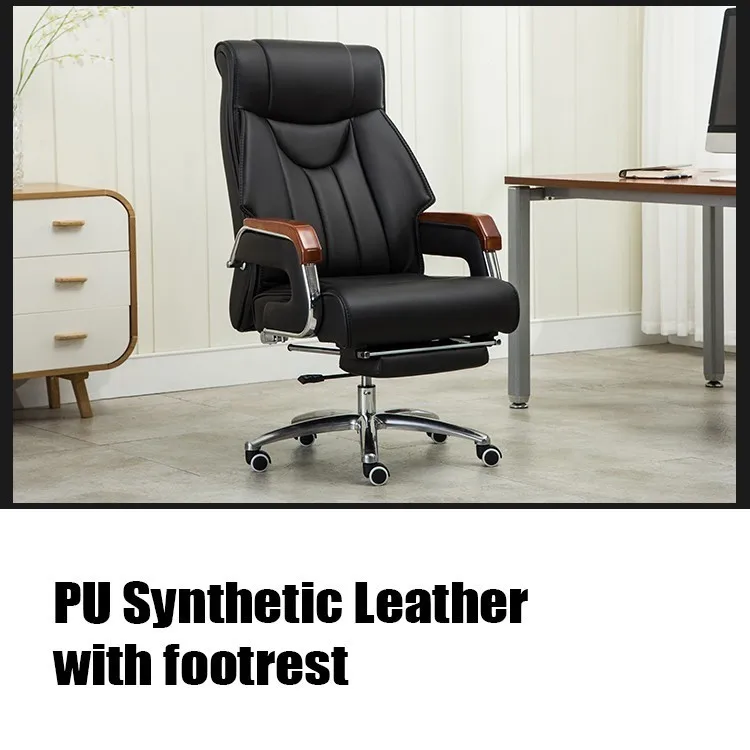black PU Leather Роскошное качественное кресло из воловьей кожи 8770 Silla Gamer Boss Poltrona с подставкой для ног, массажное колесо из натуральной кожи - Цвет: black PU Leather