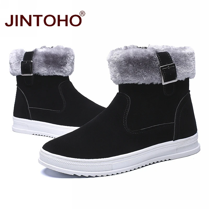 JINTOHO/модные мужские зимние ботинки Повседневная теплая зимняя обувь ковбойские