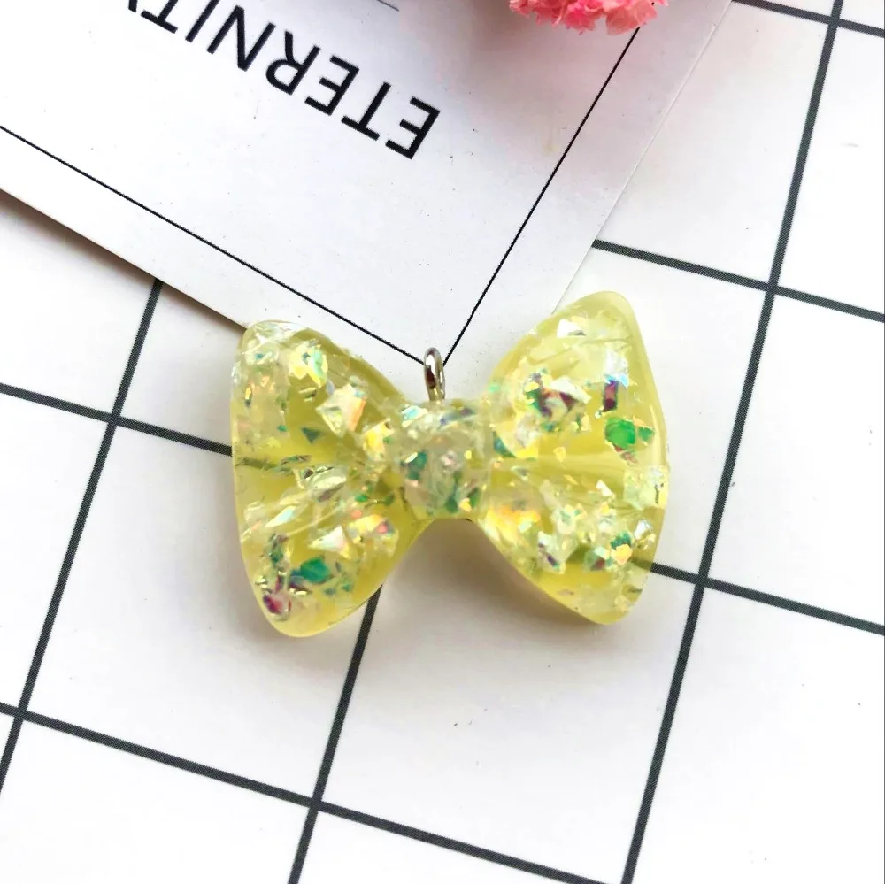 ZALEBABA 10 шт. плоские пластмассовые ожерелье с бантиком подвески очень симпатичный брелок подвески, ожерелья для украшения своими руками