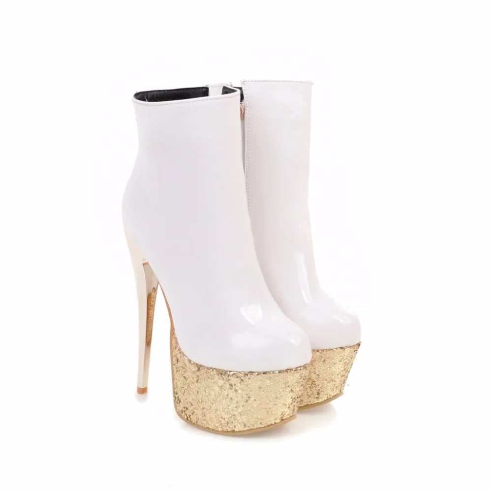 Arden Furtado Women Shoes 2018 new sexy ankle Boots Ladies Fashion High Heels 16cm Woman bling platform boots Stilettos | Обувь