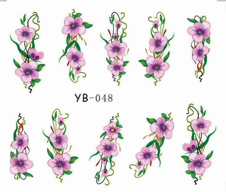 1X наклейка для ногтей большой цветок лоза лилия водные переводки наклейки