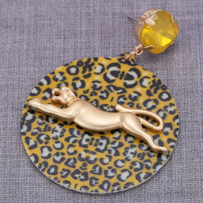 Sehuoran leopard Boho Oorbellen Смола серьги для Для женщин круглый Pendientes Модные украшения