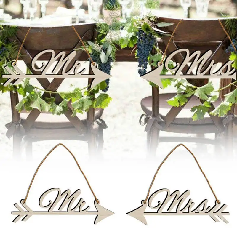 Мистер и миссис деревянный стул баннер гирлянда кресло знаки Свадебная