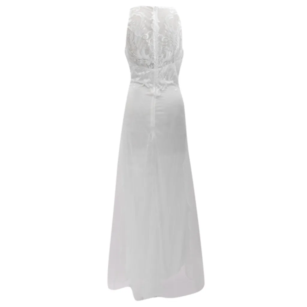 Women Lace Dress Embroidered Mesh Ball Gown Slim Elegant Lady Princess Maxi Dresses Sexy Party Clothes | Женская одежда