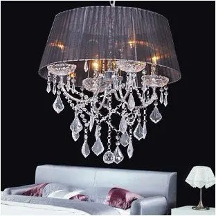 Кристалл Новый стеклянный кристалл 48 см 4*40 Вт лампы люстра ткань тени
