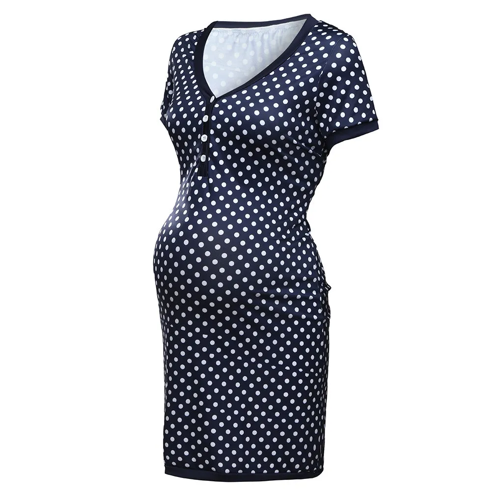 Polka Dot Short Sleeve Maternity Dresses Off Shoulder Pregnancy Ruffle Shoulderless Women Bodycon Dress Summer Pregnant | Мать и ребенок