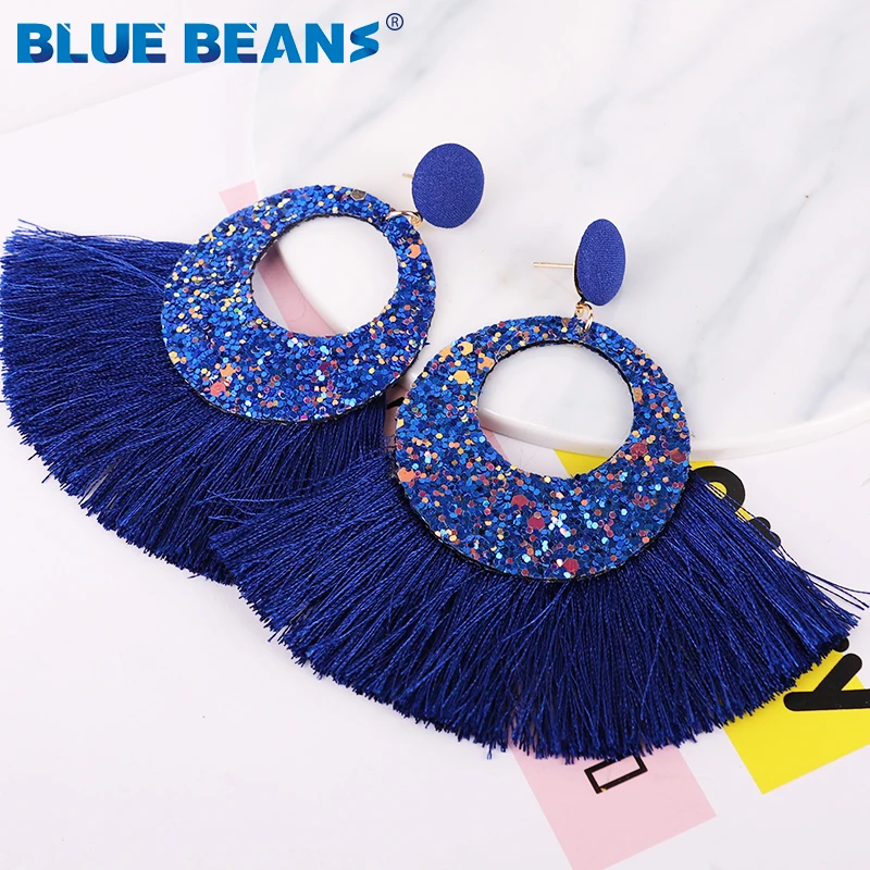 Серьги с кисточками, Сияющий Модный, для женщин, Boho, капля воды, серьги, ручная работа, большая капля, Висячие круглые ювелирные изделия, вечерние, подарок