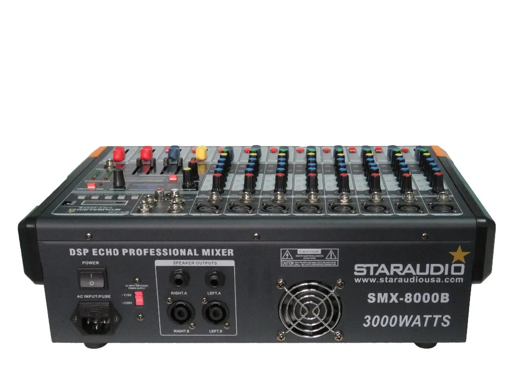 STARAUDIO SMX-8000B DJ Stage 8Channel 3000W усилитель мощности миксер MP3 Bluetooth USB SD16 DSP & Проводная