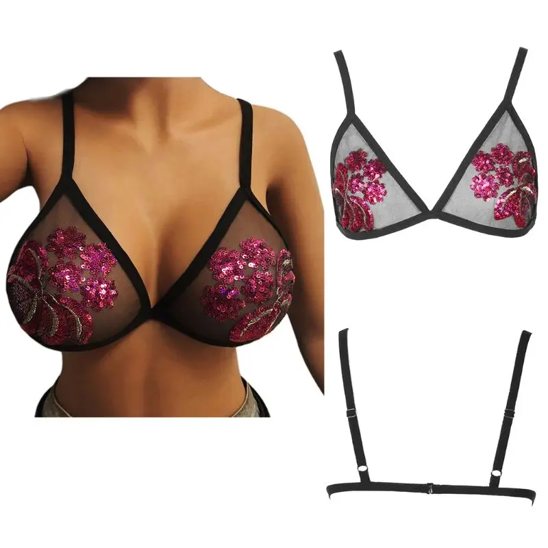 Женский бюстгальтер с V-образным вырезом и блестками | Женская одежда