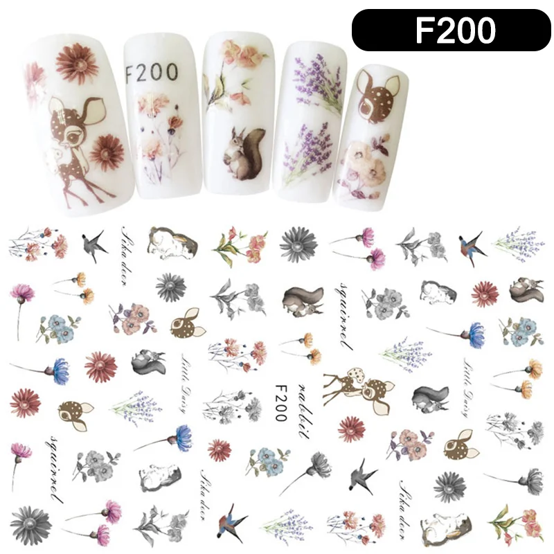 1 лист стикер для дизайна ногтей Прозрачный цветочный узор маникюр сделай сам