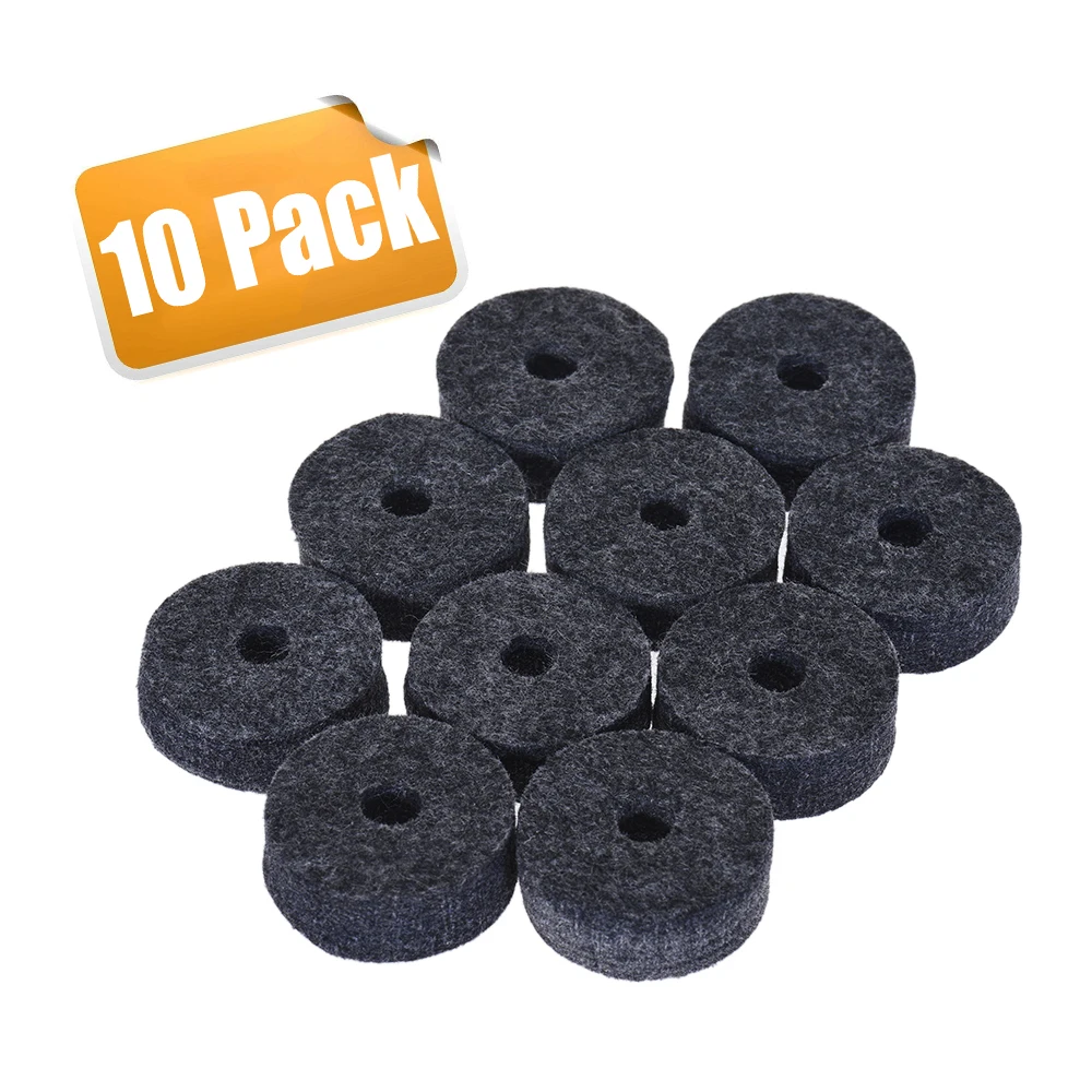 

10pcs Cymbal Felts Crash Percussion Cymbal Clutch Felt Drum Set Cymbal Stand Felt Washer Medium Size Gray