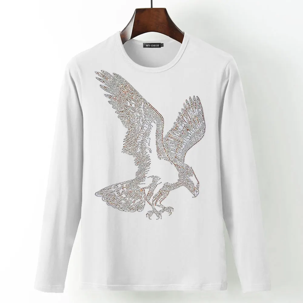 Корона пчелы рубашка Crewneck Футболка Горячая фиксация Стразы с принтом пчелы футболки мужские веганские кристалл алмаз футболка большого размера 5XL - Цвет: T006-O-White