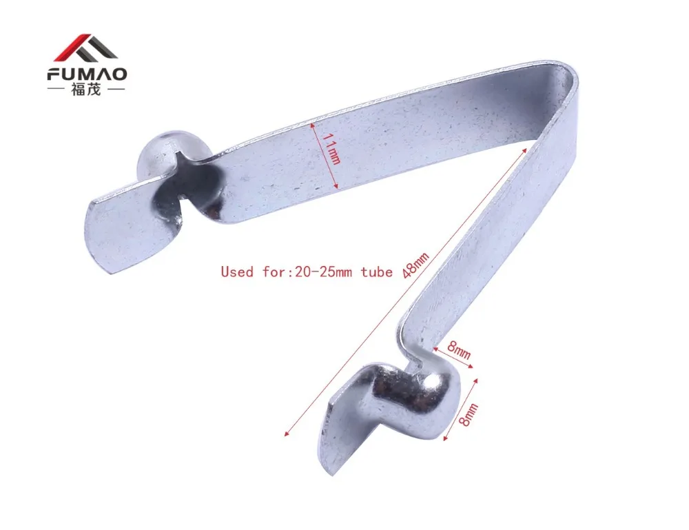 

Manufacturer customized galvanized flat steel dual button spring clip used for 20-25mm tube