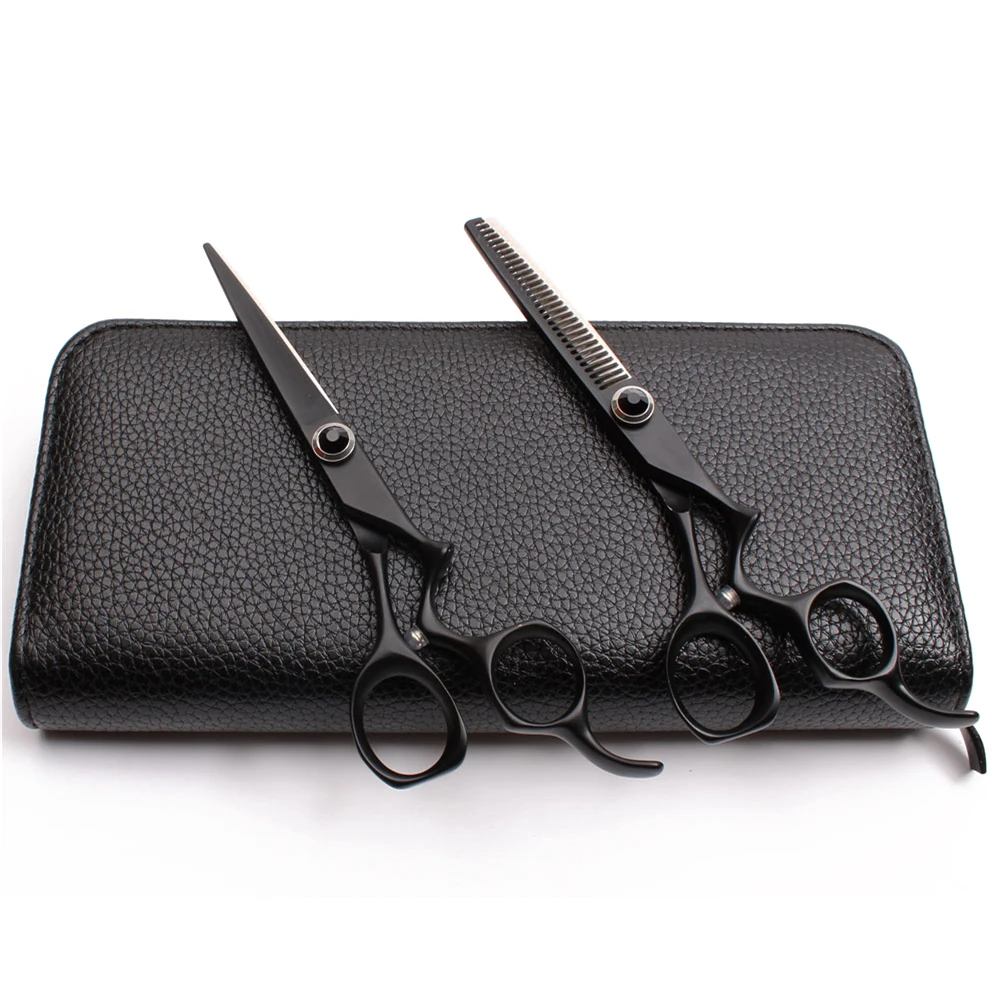 5.5&quot 440C Black Customized Logo Hairdresser's Scissors Straight Shears Thinning Salon Hair Barber C9016 | Красота и здоровье