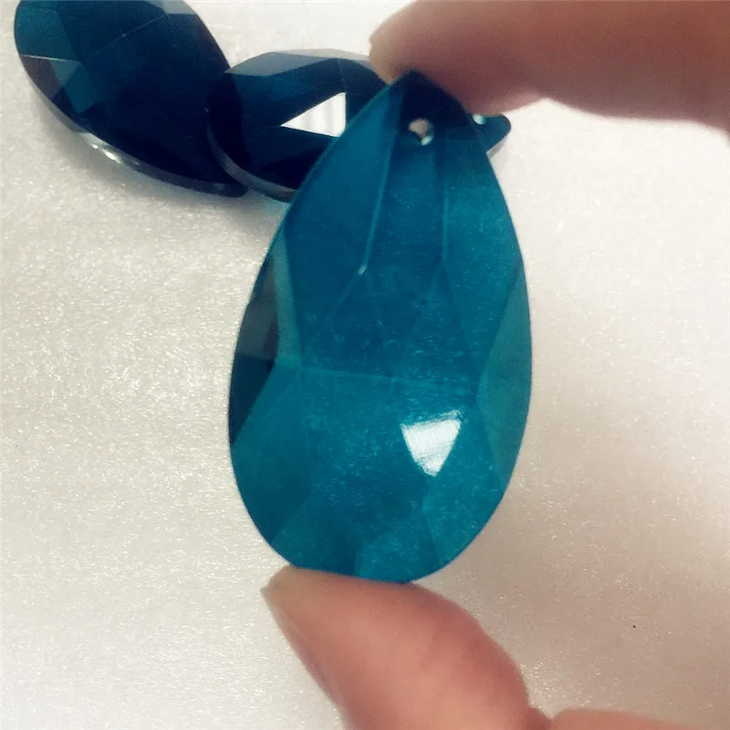 Стеклянные бусины люстра капля призмы Подвески Peapock синий 50*30 мм с одним