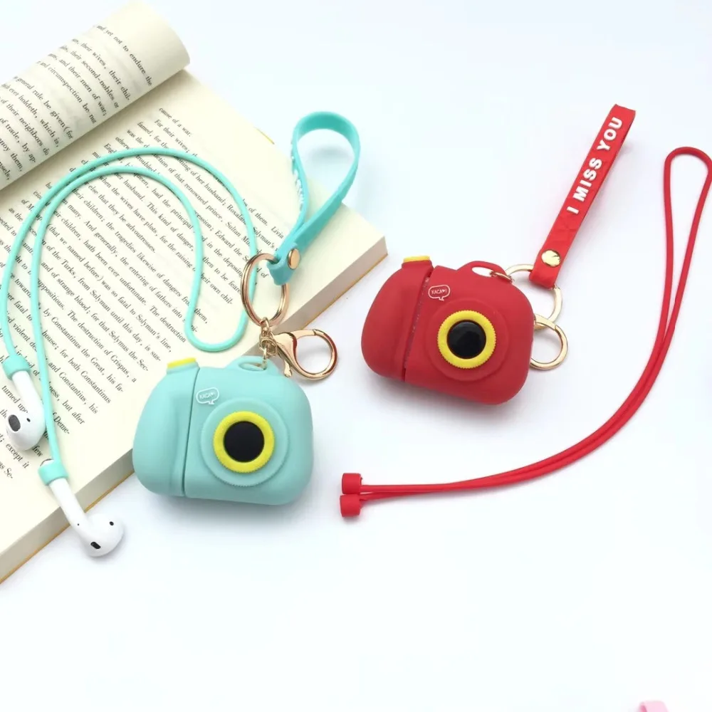 Чехол для наушников с мультяшной камерой для Airpods 2 1, проводная коробка для зарядки, силиконовый чехол для Apple AirPods, беспроводные наушники-аксессуар