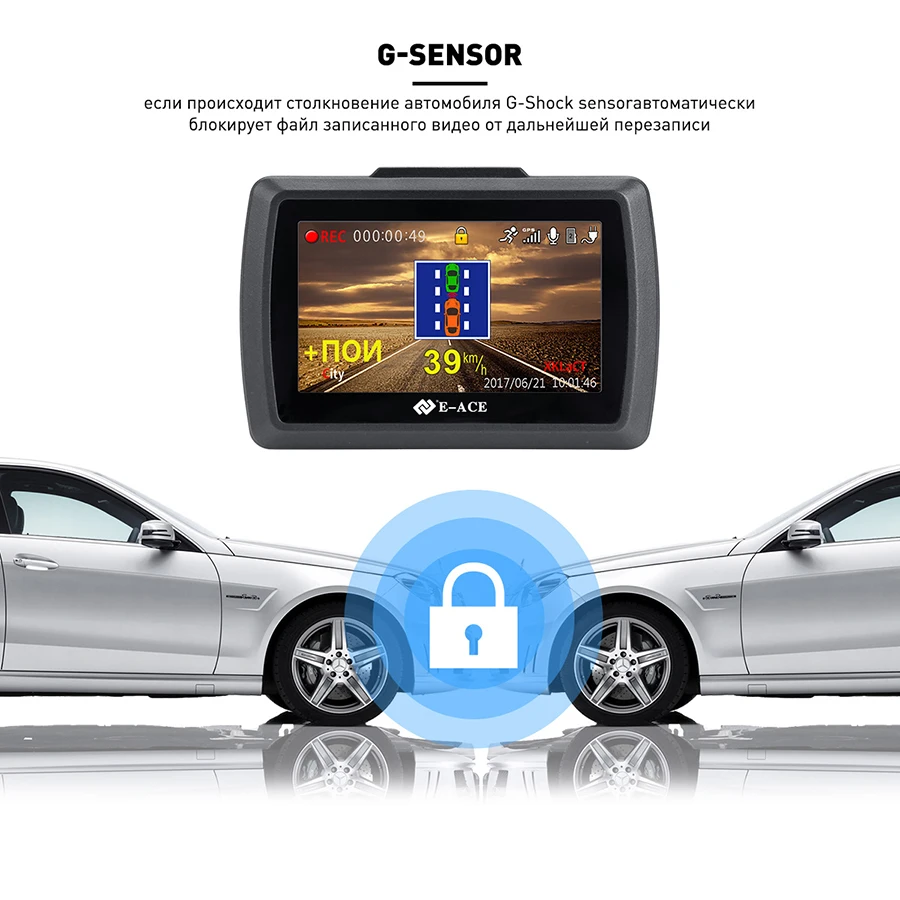 E-ACE G07 3 в 1 Автомобильный видеорегистратор Dashcam 3,0 дюймов HD 1296P Dash Cam Антирадары gps авторегистратор видео Регистраторы тире Камера dvr' ы