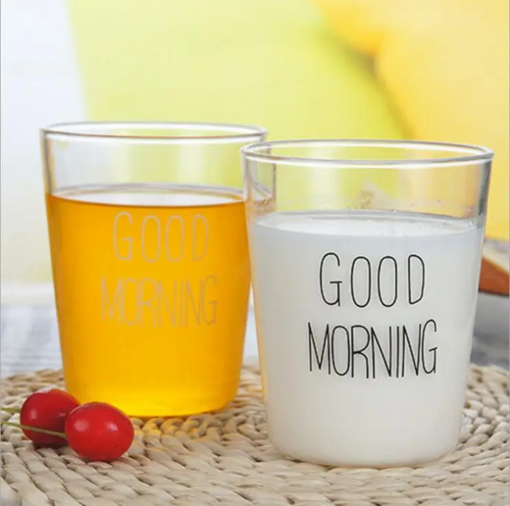Good Morning черно белая прозрачная креативная стеклянная чашка для кофе чая напитков