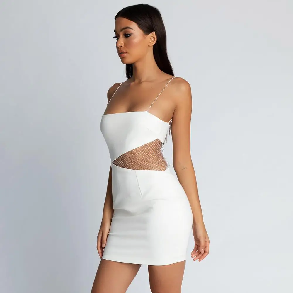 Лето, сексуальное Бандажное платье, белое, ажурное, Сетчатое, vestidos, платья, Клубные, вечерние платья