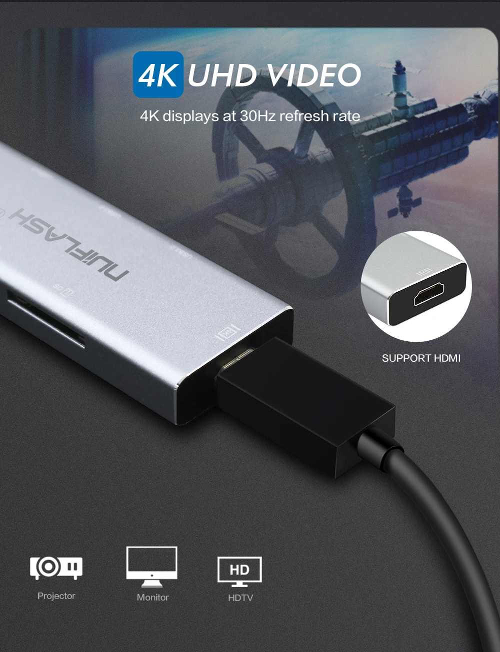Nuiflash usb-хаб USB C к HDMI RJ45 Thunderbolt 3 адаптер для MacBook samsung Galaxy S10 huawei mate P20 Pro type C USB 3,0 концентратор