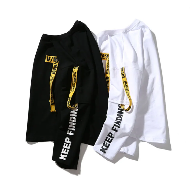 Hoodies Men 3d Shirt Printing Letter Ribbon Harajuku Cotton Long Sleeve Punk Sweatshirts Fashion Casual Hoddies US Size | Мужская одежда
