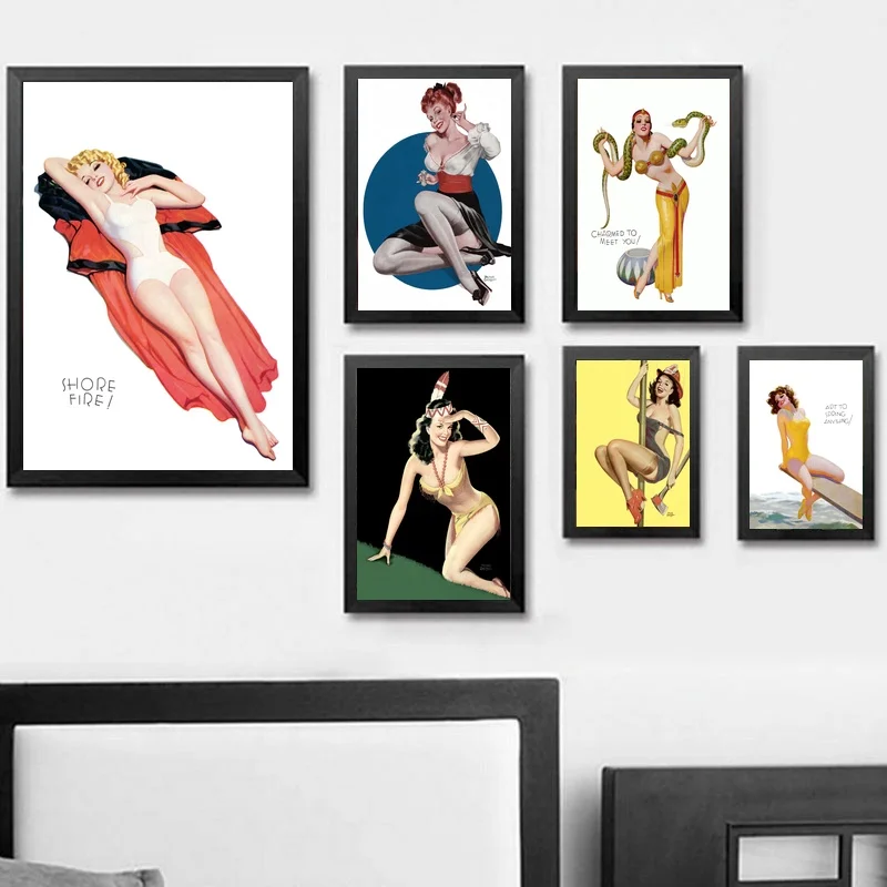 Retro Vintage Sexy Girl Women Wall Art Paint Decor Canvas Prints Poster Oil Paintings No Frame | Дом и сад