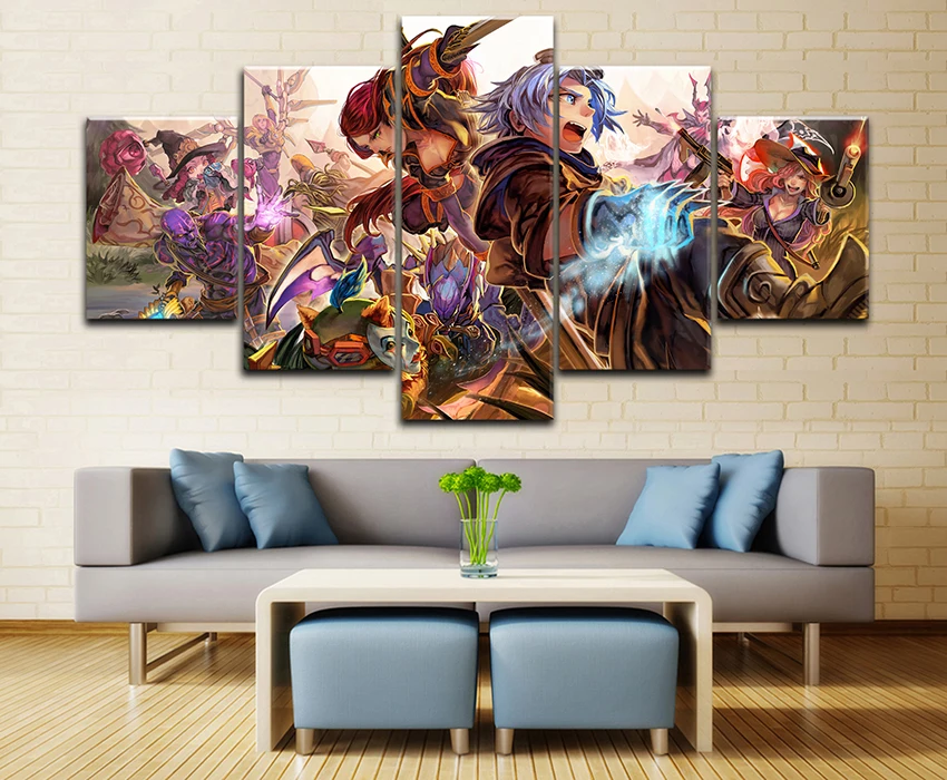 Домашний декор холст печатная настенная Модульная картина 5 шт. Лига Легенд игра