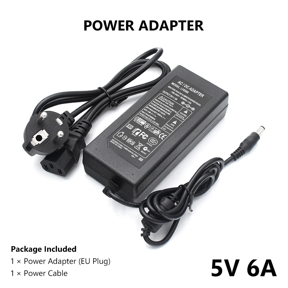 DC 5V 6A US/EU/UK/AU разъем Зарядное устройство Универсальный AC100 240V переменного тока в
