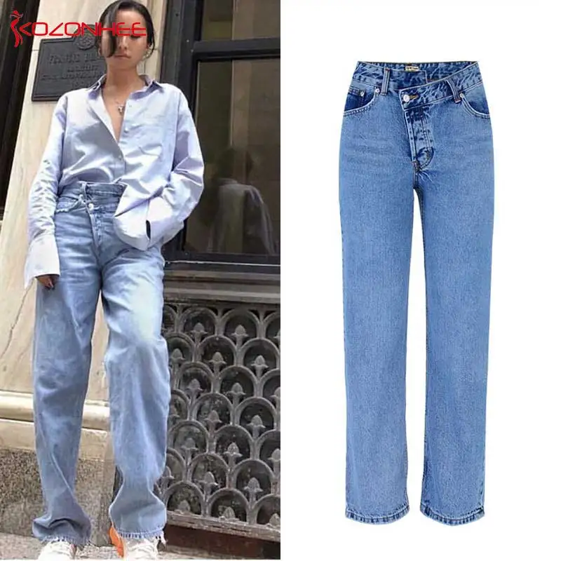 Свободные женские джинсы с высокой талией прямые джинсовые брюки бойфренд