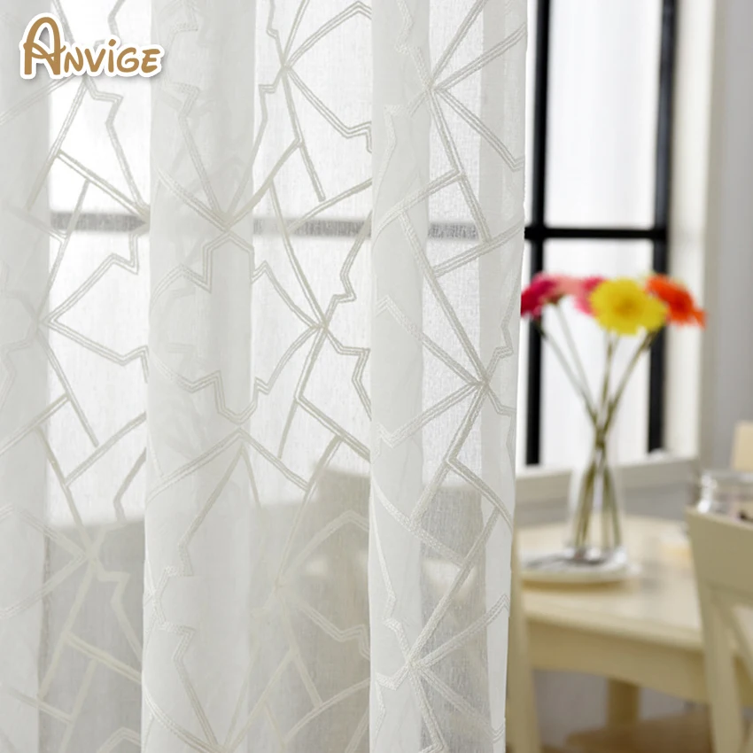 ANVIGE Modern Style Cotton/Linen Window Screening Sheer Curtains Tulle Living Room Voile Curtain Drapes | Дом и сад