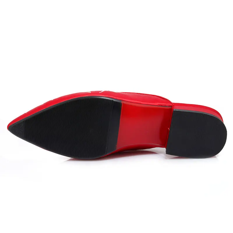 Женские шлепанцы Fanyuan шелковые с острым носком на массивном каблуке вышивкой в