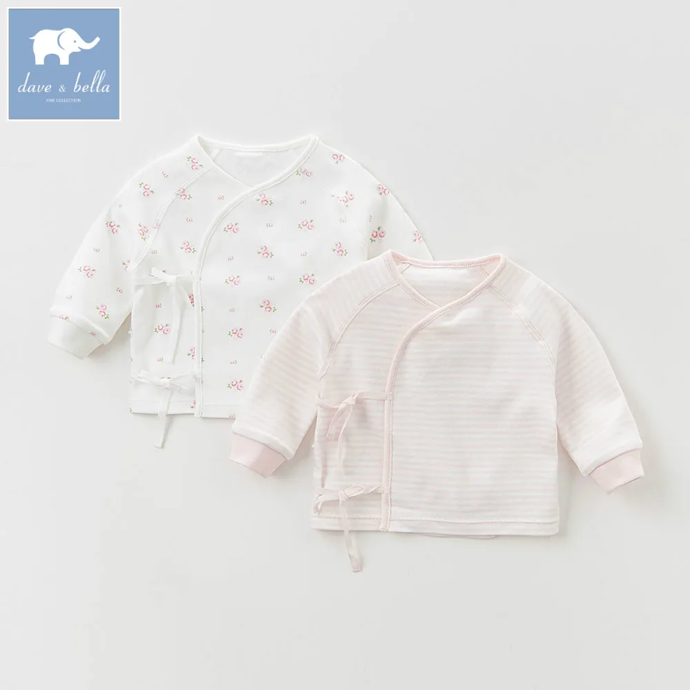 DB6045 dave bella unisex 3M-9M new born baby underwear printed pajamas tops under shirt 2 pcs a set |