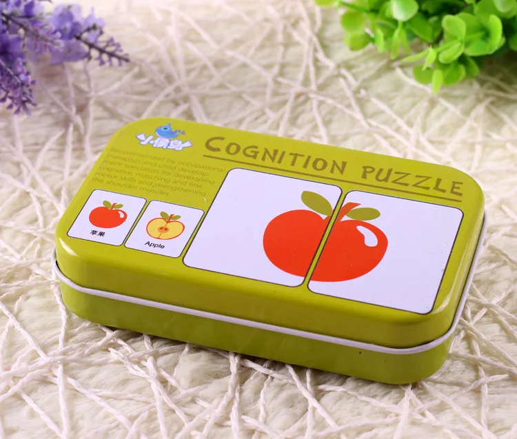 fruit Головоломки когнитивные карточки игрушки для детей автомобиль/фрукты/Животные/Жизнь набор пара головоломки детские игрушки для младенцев Раннее Обучение головы - Цвет: fruit