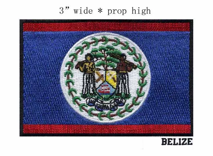 Belize 18B 7,62 см в ширину, 1 шт., нашивка с флагом страны, нашивка в полоску, Вышитый Флаг ЕС, США, Ливана, тактические военные нашивки с железом, армейская аппликация - Цвет: Belize 18B