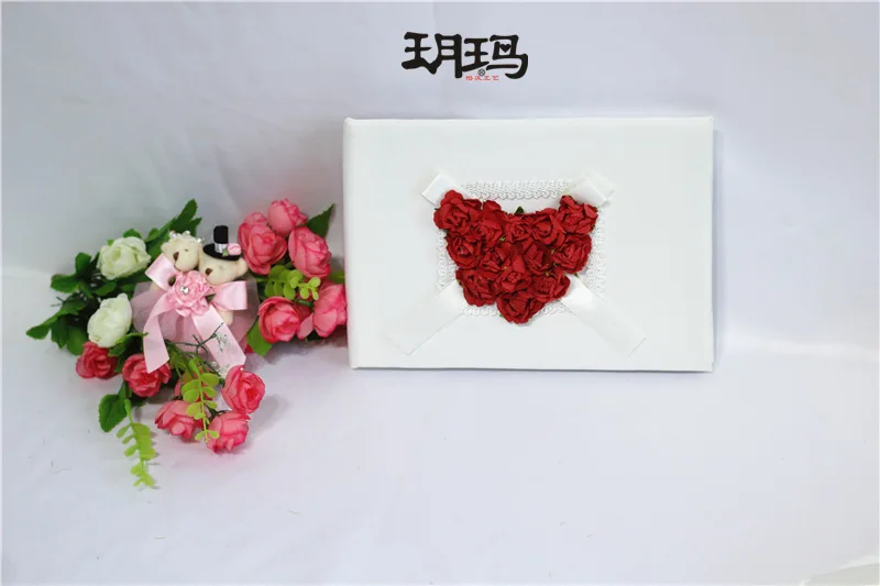 Бесплатная доставка набор из 4 шт. красно белых атласных колец с розовым сердцем