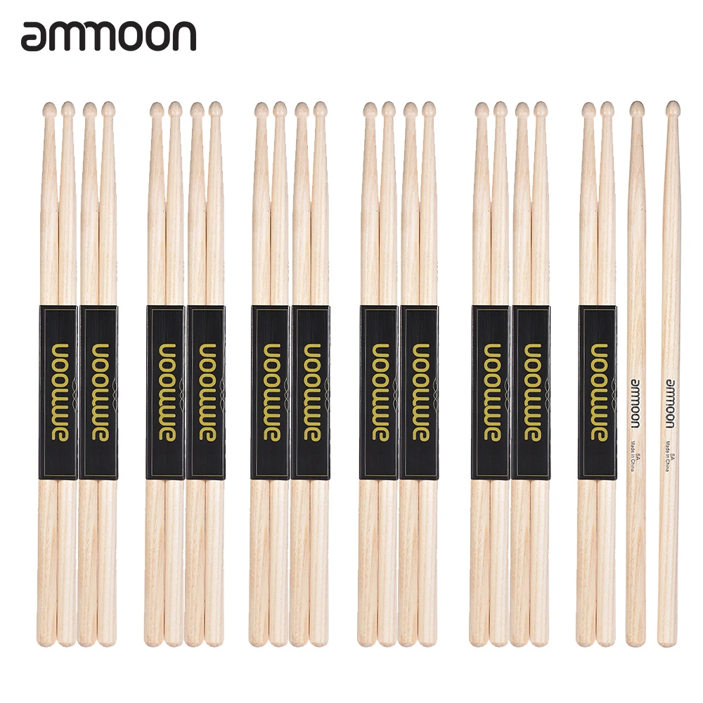 

12 парт/компл. ammoon Standard 7A деревянные барабанные палочки, барабанные палочки Fraxinus мандашурика, деревянный барабанный набор, аксессуары