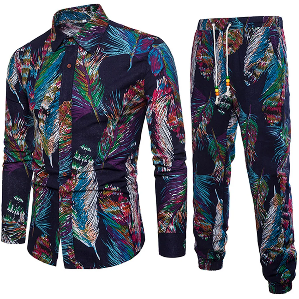 Men 2 Pieces Set New Fashion Jacket Sportswear Tracksuit Spring Autumn Brand Clothes Top+Pants Feb6 | Мужская одежда