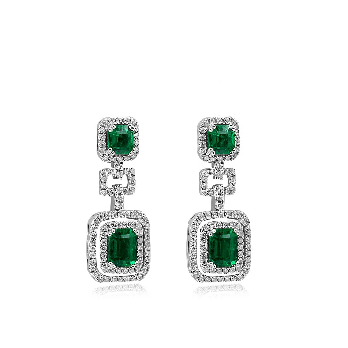 Qi Xuan_Plant jewelry_элегантный зеленый камень Мода Earrings_S925 Твердые Серебристые зеленые